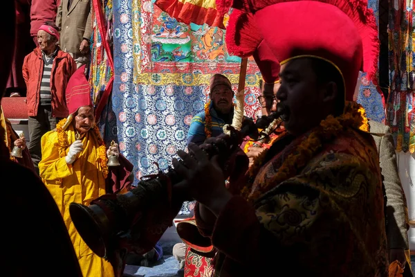 Marpha Nepal November 2021 Lamadans Marphas Buddhistiska Kloster Mustangdistriktet Den — Stockfoto