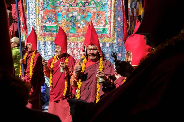 Marpha Nepál Listopad 2021 Lama Tančí Buddhistickém Klášteře Marpha Okrese — Stock fotografie
