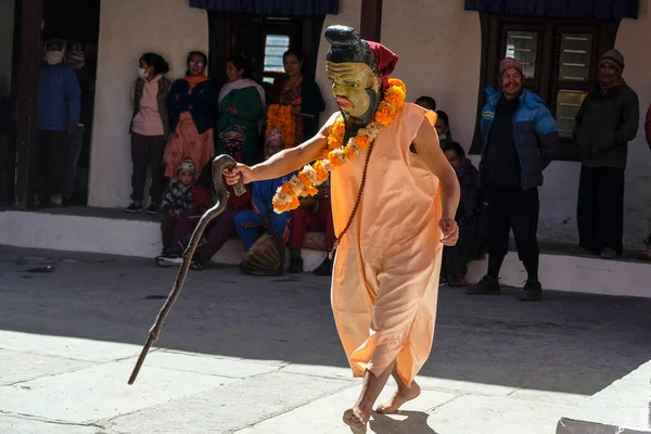 Marpha Nepal Novembro 2021 Dança Lama Mosteiro Budista Marpha Distrito — Fotografia de Stock