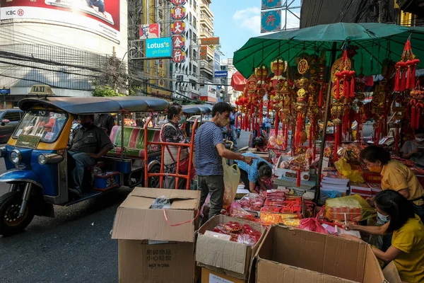 Bangkok Thajsko Leden 2022 Prodejci Bangkoku Čínské Čtvrti Ledna 2022 — Stock fotografie