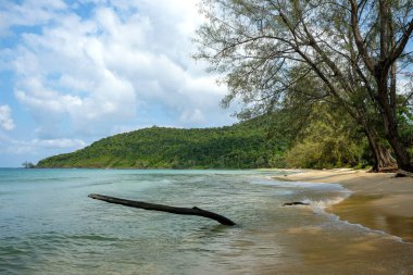Kamboçya 'daki Koh Rong Samloem adasındaki tembel plaj..