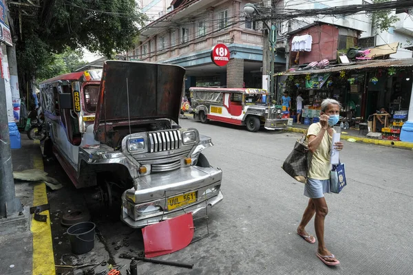 Manila Philippines March 2022 Jeepneys Parked Street Manila March 2022 — Stock Photo, Image