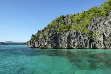 Coron, Philippines - May 2022: Island hopping in Coron on May 9, 2022 in Palawan, Philippines.
