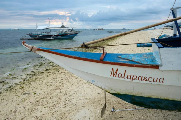 Malapascua Filipinler Mayıs 2022 Malapascua Sahilinde Balıkçı Tekneleri Mayıs 2022 — Stok fotoğraf