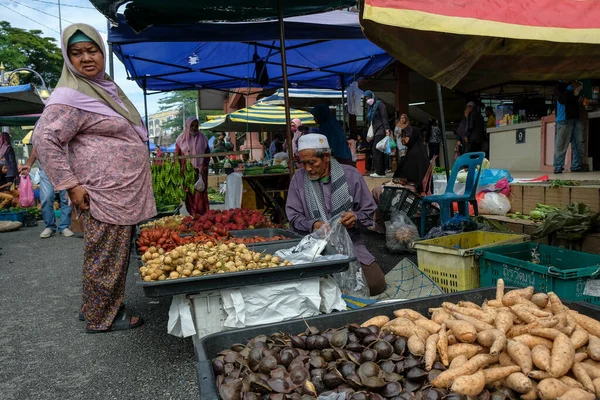 Marang Malasia Octubre 2022 Detalle Puesto Frutas Mercado Marang Octubre — Foto de Stock