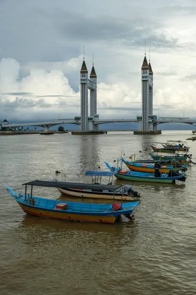 Kuala Terengganu Maleisië Oktober 2022 Uitzicht Kuala Terengganu Drawbridge Oktober — Stockfoto