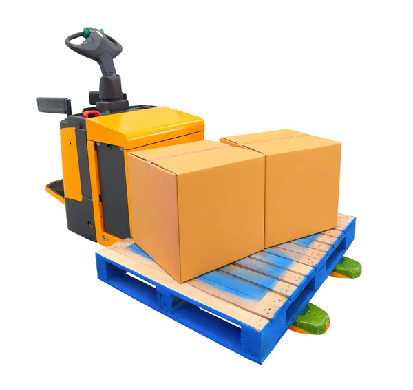 kamyon bir palet ve kutular ile forklift - yol dahil