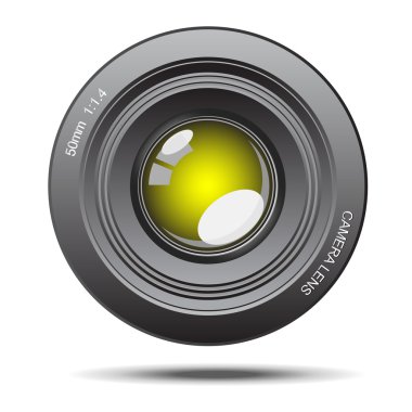 kamera objektif sarı cam yansıması çizim ile
