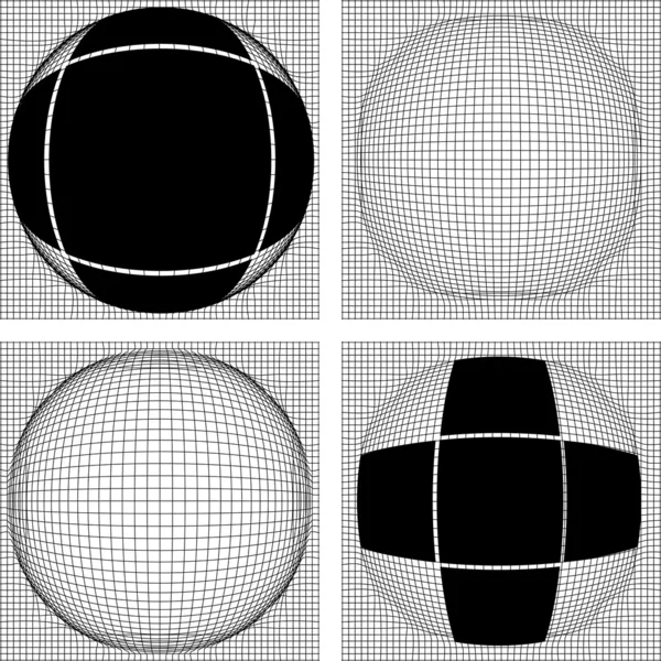 Multiple cross line convex to sphere with cross frame — Stock Vector