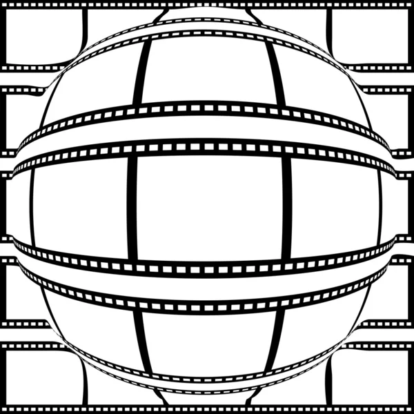 Positive filmstrip convex to sphere from center — Stock Vector