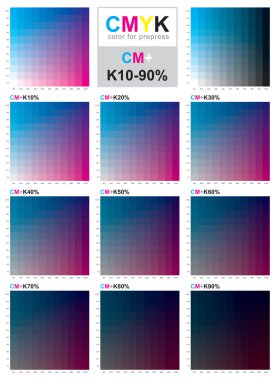 CMYK color swatch chart - Cyan and Magenta clipart