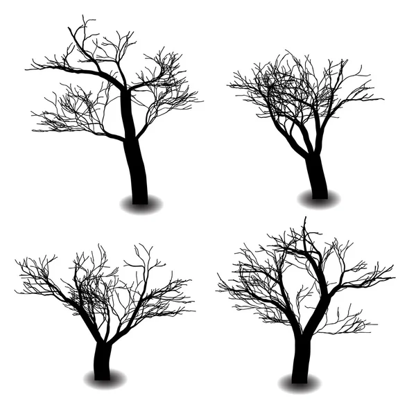 Cztery umrzeć sylwetka drzewa na tle — Wektor stockowy