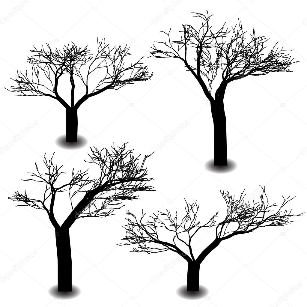 Four die tree silhouette