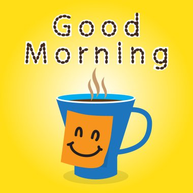 Good morning with coffee and sticky note for you clipart