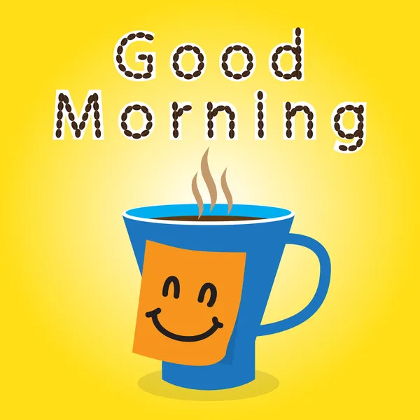 Good morning with coffee and sticky note for you — Stock Vector