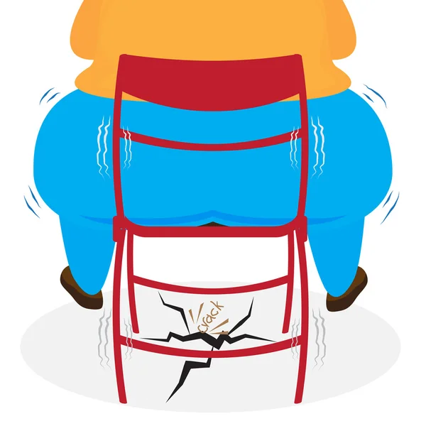 Mujer obesa sentada en una silla roja — Vector de stock