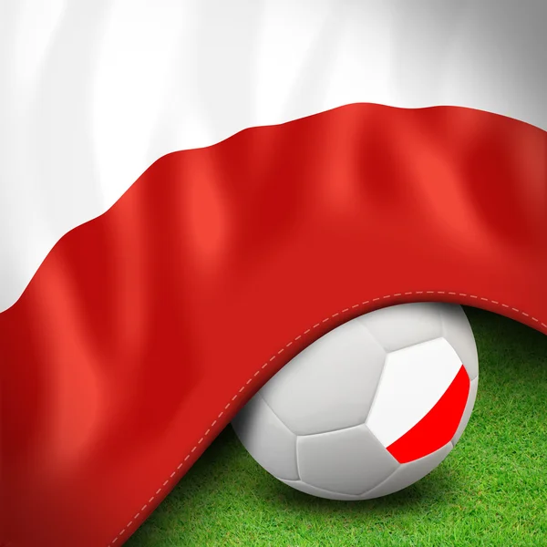 Piłka nożna piłka i flaga euro Polska — Zdjęcie stockowe