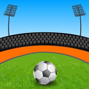 stadyum - vektör çizim çim sahada futbol topu