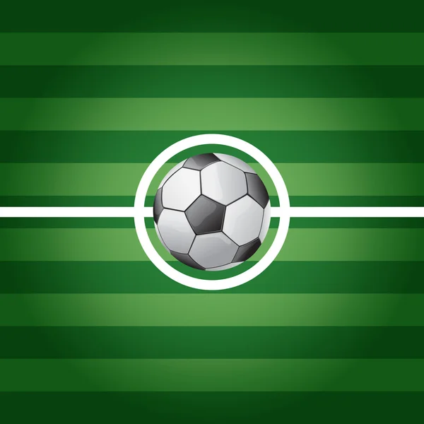 Μπάλα ποδοσφαίρου στο κέντρο του πεδίου χόρτο - εικονογράφηση φορέας — Διανυσματικό Αρχείο