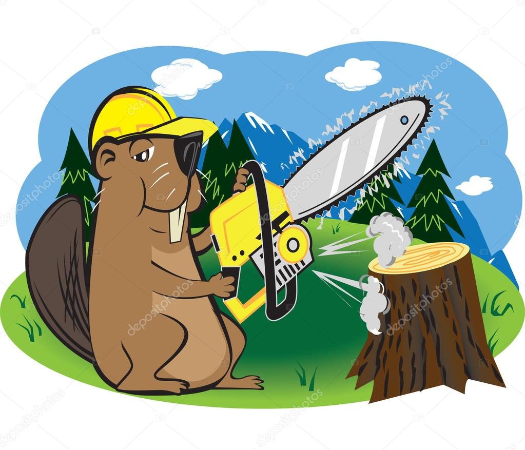 Beaver with Chainsaw
