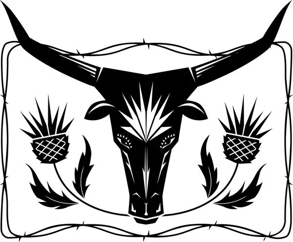 Toro y cardos — Vector de stock