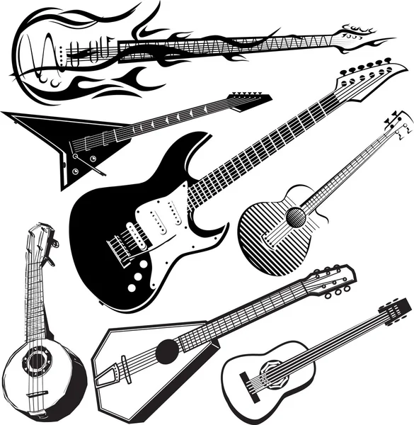 Collection de guitares — Image vectorielle