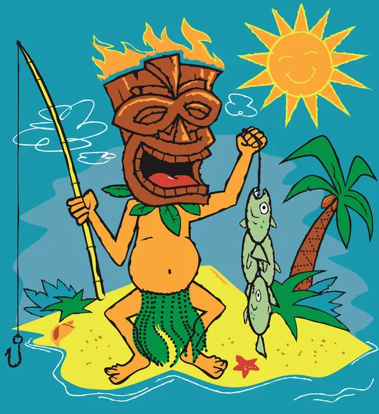Pescador de Tiki — Vetor de Stock