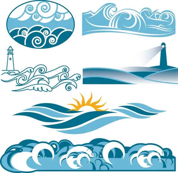 Rolling Blue Seas — Stock Vector