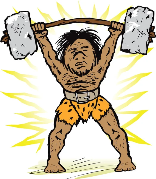 Caveman Weightlifter — Stock Vector