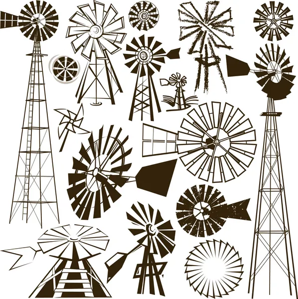 Windmill Collection — Stock Vector