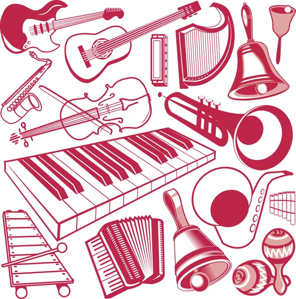 Musikinstrument samling — Stock vektor