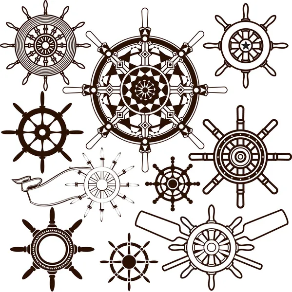 Ship Wheel Collection — Stock Vector