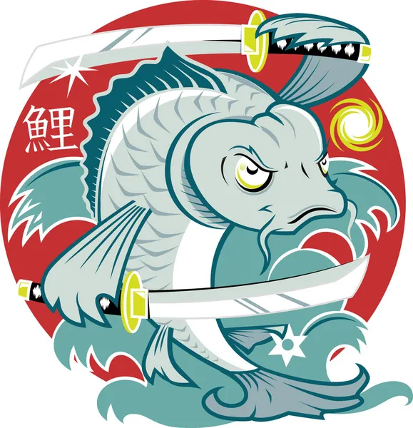 Samurai-Koi-Fisch — Stockvektor