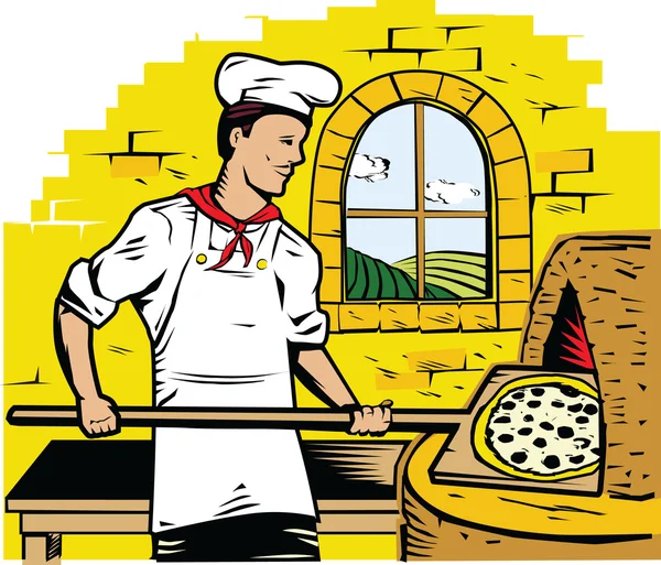 Chef de Pizza — Vector de stock