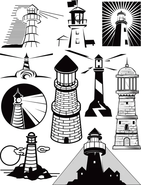 Colección del faro — Vector de stock