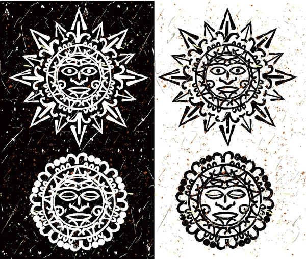 Aztec Sun and Moon — Stock Vector