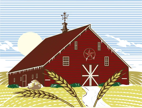 Kış buğday çiftlik — Stok Vektör