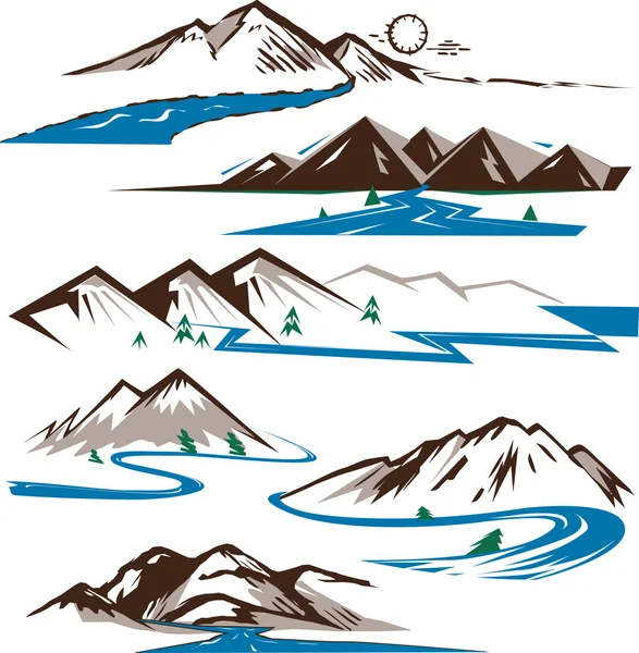 Mountains and Rivers — Stock Vector