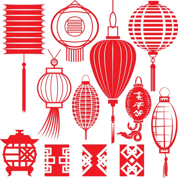 Chinese Lantern Collection — Stock Vector