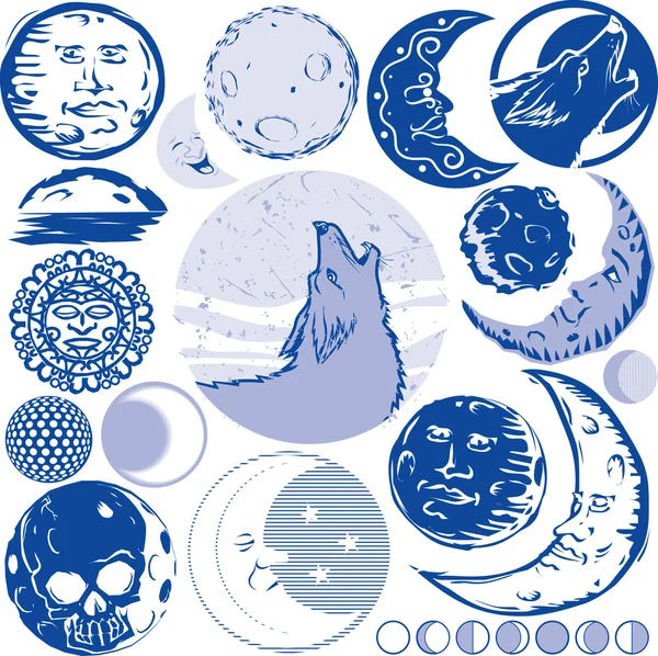 Moon Collection — Stock Vector