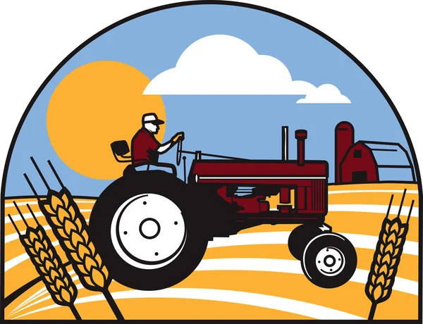 Wheat Tractor — Stock Vector