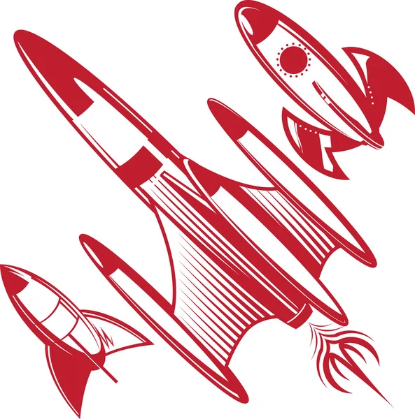 Cohetes rojos retro — Vector de stock