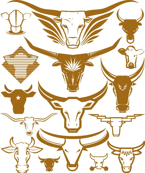 Cow and Bull Head Collection — Stock Vector