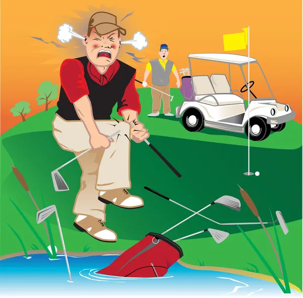 Golfista enojado — Vector de stock