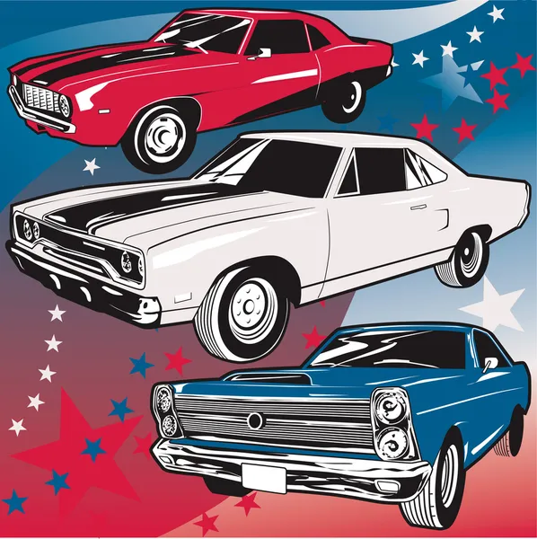 Coches del músculo americanos — Vector de stock