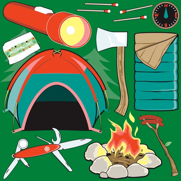 Camping collectie — Stockvector