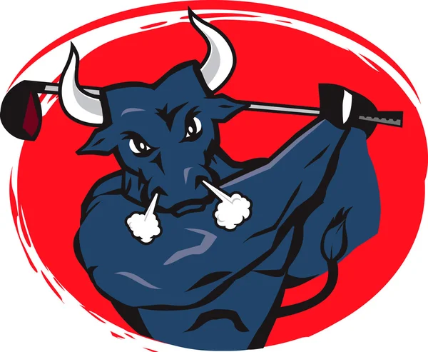 Mad Golf Bull — Stock Vector