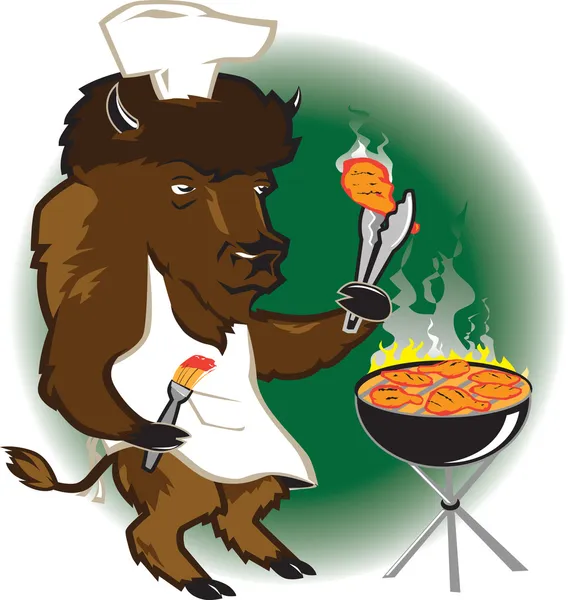 Chef Bison Grill —  Vetores de Stock