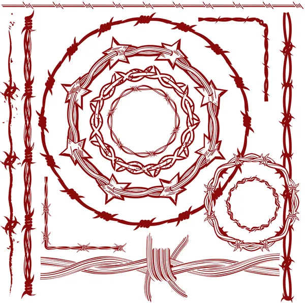 Kolekcja zardzewiały Drut kolczasty — Wektor stockowy