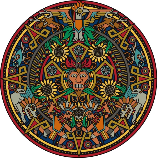 Aztek mandala — Stok Vektör